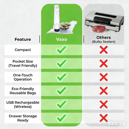 Vaxo™ Cordless Vacuum Food Sealer Bundle with Reusable Bags & Glass Containers