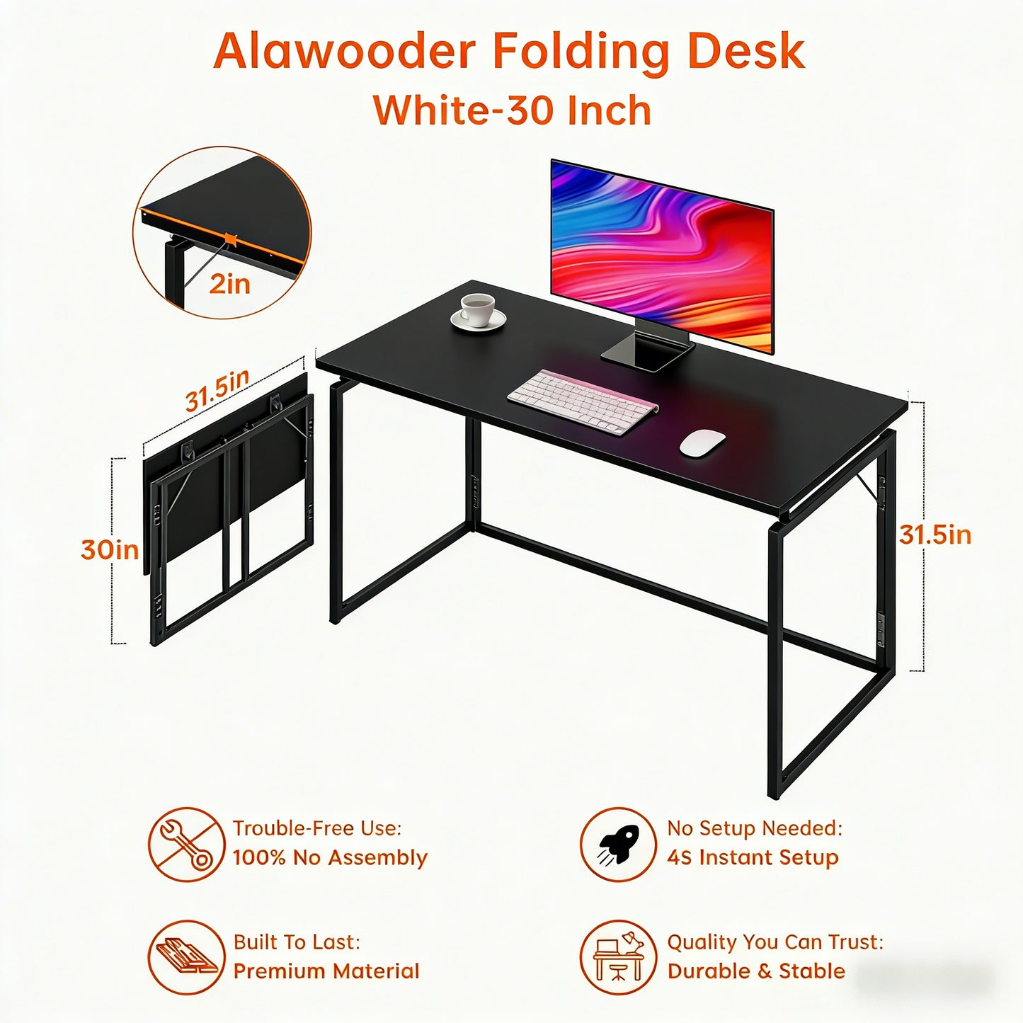 No-Assembly Foldable Portable Desk