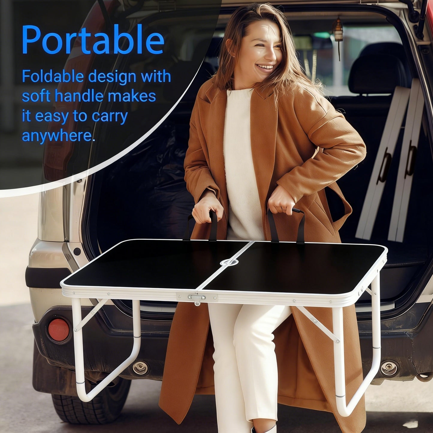 Foldable Portable Outdoor/Indoor Table (300Lbs Load Capacity)