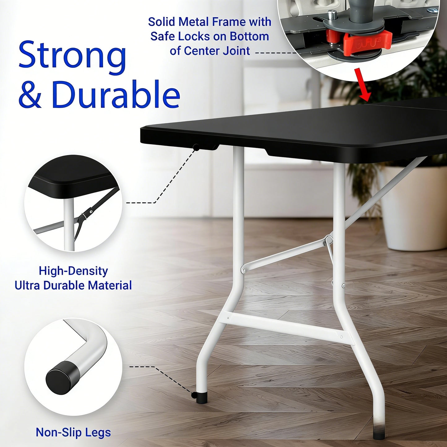 Foldable Portable Outdoor/Indoor Table (300Lbs Load Capacity)