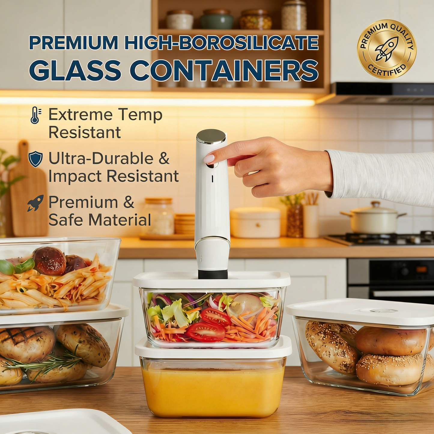 Vaxo™ Cordless Vacuum Food Sealer Bundle with Reusable Bags & Glass Containers