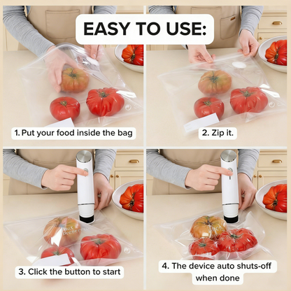 Vaxo™ Cordless Vacuum Food Sealer Bundle with Reusable Bags & Glass Containers