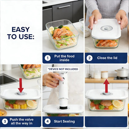 3-Piece Glass Vacuum Seal Food Storage Containers