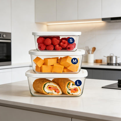 3-Piece Glass Vacuum Seal Food Storage Containers